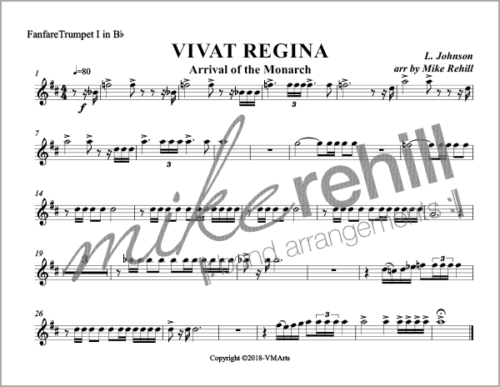 Vivat Regina - Arrival of the Monarch - Sample Fanfare Trumpet Part in Bb